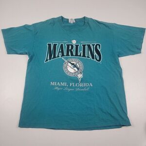 Vintage 90s Florida Marlins T Shirt Adult XL‎ Teal Blue MLB Baseball Mens